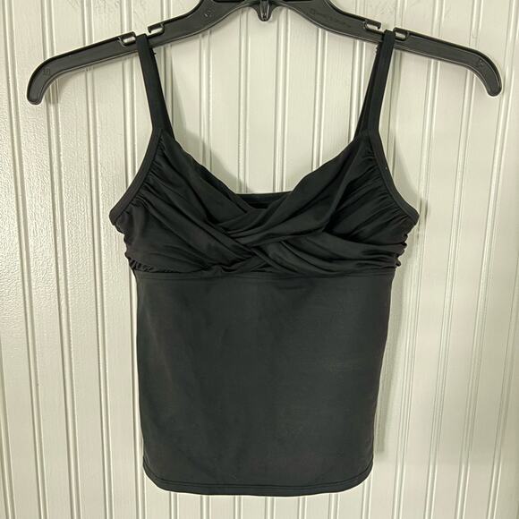 La Blanca Twist Ruched Front Flattering Tankini Swim Top Black Size 6 - Picture 1 of 7